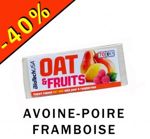 BIOTECHUSA OAT & FRUITS barre céréales poire/framboise 70gr