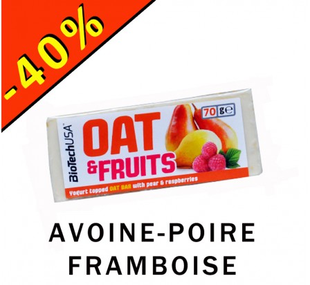 BIOTECHUSA OAT & FRUITS barre céréales poire/framboise 70gr