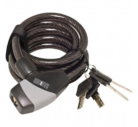 CABLE ANTIVOL SPIRAL à clef S10 en acier 10x1800mm pour vélo