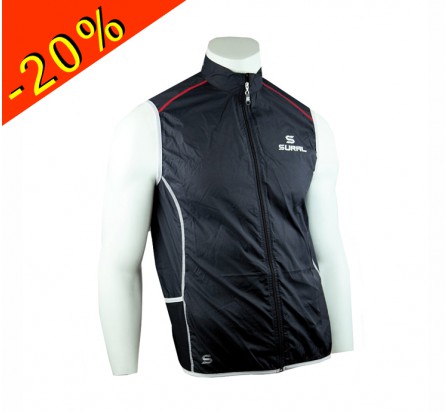 SURAL YUNQUE veste coupe vent/imperméable sans manche ultra légère noire 