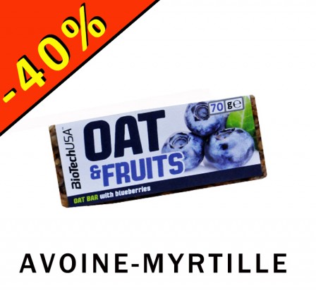 BIOTECHUSA OAT & FRUITS barre céréales flocons d'avoine/myrtille 70gr