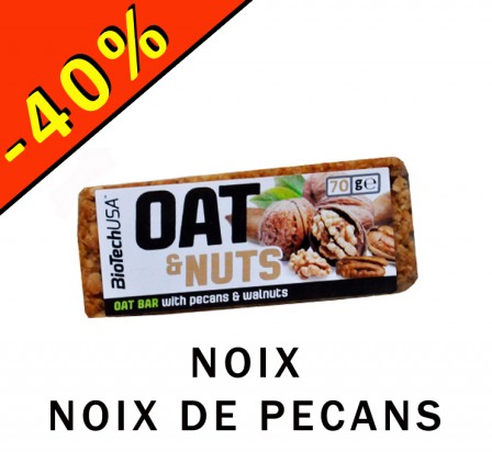 BIOTECHUSA OAT & NUTS barre céréales avoine/noix de pécan 70gr