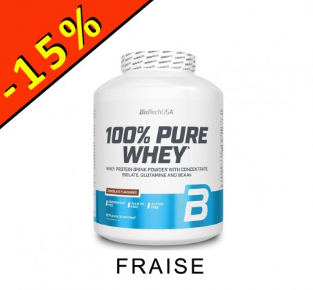 100 PURE WHEY - LACTOSE FREE - BIOTECHUSA - fraise - 2270gr - ILLIMITsport.com