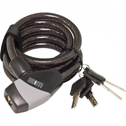 cable antivol spiral à clef s12 en acier 12x1500mm pour vélo pour protéger et sécurisé votre vélo
