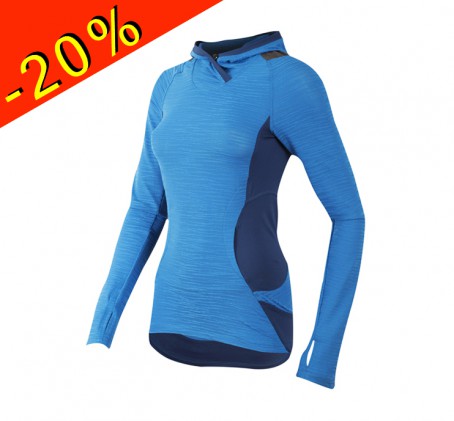 pearl izumi sweat à capuche running femme mi-saison flash bleu veste running femme