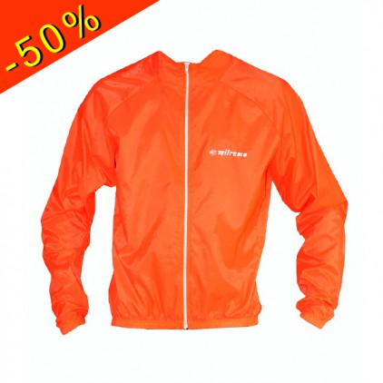 milremo veste coupe vent légère réspirante et déperlante basic orange fluo running cyclisme matière polyamide 